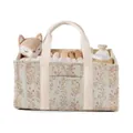 Quilted baby diaper caddy organizer in light green floral print with wide handles - 38.1*25.4*17.8cm / Brown Floral