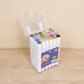 24 color dual-tip marker set in portable clear case with Touch Young astronaut label - 24 Colors (White Barrel/Bucket)