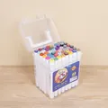 Touch Young 48-color dual-tip markers set in a portable frosted transparent storage box - 48 Colors (White Barrel/Bucket)