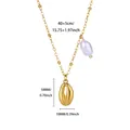 Technical drawing showing exact dimensions of gold stainless steel shell pearl necklace - Gold Shell Baroque Pearl (N07429)