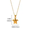 Detailed size measurements of the golden stainless steel turtle pendant necklace - Gold 3D Turtle (N07520)