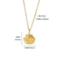 Gold stainless steel shell pendant necklace with pearl details and size dimensions - Gold Scallop Inlaid With Pearls (N07590)