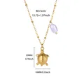 Detailed size measurements of gold turtle pendant necklace with a white pearl charm - Gold Turtle Pearl (N07433)