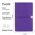 A6 purple refillable notebook with faux leather cover and elastic strap closure - Purple