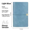 Light blue A6 faux leather notebook with elastic strap and 80 sheets of 100g paper - Light Blue