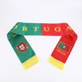 Portugal themed sports scarf in red and green satin with yellow fringe and logo - 135cm / Portugal Style 01