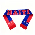 Haiti flag colors scarf featuring bold red and blue satin fabric with fringed edges - 135cm / Haiti Flag