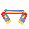2026 World Cup scarf for RD Congo fans in blue satin fabric with bright yellow tassels - 135cm / Congo DR
