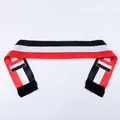 Satin 2026 World Cup soccer scarf in black white and red stripes with black tassels - 135cm / Yemen