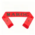 Red Morocco fan scarf with green MAROC text and fringes for 2026 World Cup - 135cm / Morocco