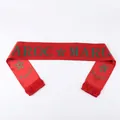 Red Morocco national scarf with Maroc lettering, green star and red fringes - 135cm / Morocco Style 02