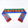 Eritrea themed world cup satin scarf in green red blue with fringe and bold lettering - 135cm / Eritrea