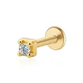 Macro shot of 925 sterling silver gold stud featuring a square claw setting with zircon - 1.2 x 6 / Gold