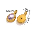 Detail of oval purple stone pendant with gold bezel and 23mm x 13mm size specifications - Gold Oval Pendant - Purple Zirconia