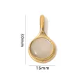 Detailed view of oval gold-plated stone pendant with 30mm height and 16mm width dimensions - Gold Round Pendant - White Cat's Eye Stone