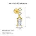 S925 Sterling Silber Gold Ohrstecker mit drei funkelnden Zirkonia Steinen - Drei-Steine-Stab-Stil (E5347) / Gold