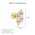 Eleganter S925 Sterlingsilber Ohrstecker vergoldet mit funkelnden Zirkonia-Quasten - Rechteckiger Anhänger-Stil (E5354) / Gold