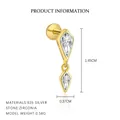Minimalist S925 sterling silver tassel earring with sparkling cubic zirconia in gold finish - Double Kite Geometric Style (E5370) / Gold
