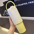 30oz stainless steel gradient tumbler with cream to yellow finish and portable handle - 890ml / White To Yellow