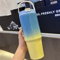 30oz stainless steel insulated tumbler with blue and yellow gradient and handle - 890ml / Blue To Yellow