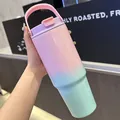 30oz stainless steel tumbler with pink and mint gradient finish and handle lid - 890ml / Pink To Blue
