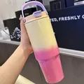 Gobelet isotherme 30oz en inox avec dégradé crème à rose et poignée de transport - 890ml / Dégradé Jaune à Rouge