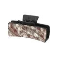 Rectangular hair claw clip with brown animal print faux pony hair leopard texture - Dark Brown Mottled Animal Pattern Style (90048)