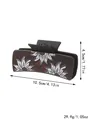 Brown rectangular hair claw clip with white floral pattern, 10.5cm long matte finish - Dark Coffee With White Daisy Style (90239)