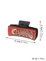 Matte black claw clip with red-orange feather embossed plate, 10.5cm western style hair accessory - Black Orange Feather Cirrus Style (90084)