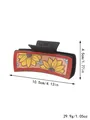 Western style sunflower hair claw clip with yellow floral pattern and dimension specs - Orange Pink Base Yellow Sunflower Style (90237)