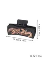 Matte black rectangular hair claw clip with bronze relief patterns, 10.5cm length size - Black Base Bronze Scroll Embossed Style (90075)