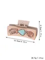 Beige cowboy style hair claw clip with teal spade and brown wing relief, 10.5cm long - Beige Blue Spade And Wing Style (90076)