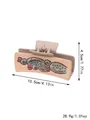 Beige cowboy western hair claw clip featuring green cactus pattern and dimensions - Beige Green Cactus Pink Flower Style (90080)