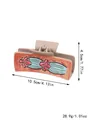 Rectangle hair claw clip with floral patterns in khaki and orange, size 10.5cm long - Khaki Base Orange Flower Blue Leaf Style (90078)