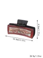 Cowboy style hair claw clip with dark red engraved horsehair pattern, 10.5cm large size - Black Base Dark Red Vintage Carved Style (90082)