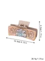 Western style beige faux leather hair claw with floral carving and 10.5cm length - Beige Blue White Gradient Flower Vine Style (90079)
