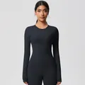 Slim fit black long sleeve yoga top in moisture-wicking brushed performance fabric - 7102 Long Sleeve - Black / S