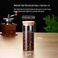 500ml transparent glass storage jar with bamboo lid filled with fresh coffee beans - Diameter 6.5 Cm * Height 18 Cm * Capacity Approximately 500 Ml / Clear