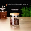 475ml glass storage jar with bamboo lid filled with coffee beans for kitchen storage - Diameter 8.5 Cm * Height 10 Cm * Capacity Approximately 475 Ml / Clear