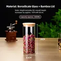 1000ml transparent glass storage jar with airtight bamboo lid for dried flowers - Diameter 8.5 Cm * Height 20 Cm * Capacity Approximately 1000 Ml / Clear