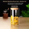 1350ml transparent glass storage jar with airtight bamboo lid for kitchen coffee beans - 10cm In Diameter * 20cm In Height * Approximately 1350ml In Capacity / Clear