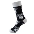 Crew socks featuring black knit fabric with gray ribbing and Schnauzer dog pattern - Black Schnauzer (265)