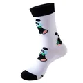 Cotton mid-calf socks featuring cute cartoon panda patterns with black and white contrast - 267 / One Size