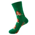 Green cotton crew socks featuring cute cartoon basset hound patterns for men and women - Snoopy 274 / One Size