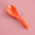Matte orange ceramic soup spoon with hanging hole, Nordic style dessert spoon 13.5cm - Orange Red