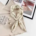 Pleated floral chiffon scarf with elegant pearl magnetic buckle in cream floral pattern - Apricot