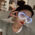 Lunettes LED à volets avec lumières blanc et bleu clair pour soirées festivals - Persienne / Blanc