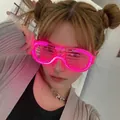 Pink LED shutter glasses for music festivals with vibrant neon lighting effect - Shutter / Rose Red