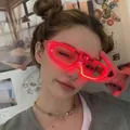Cyberpunk LED glowing glasses in translucent red frame with bright red light effect - Square / Red