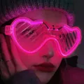 Pink heart-shaped LED shutter glasses for music festivals and night party decor - Heart / Rose Red